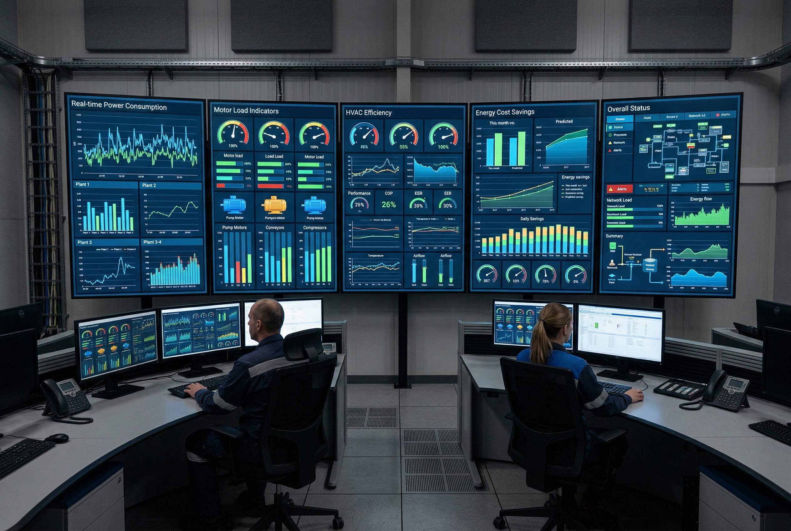 Monitoring listrik industri di control room