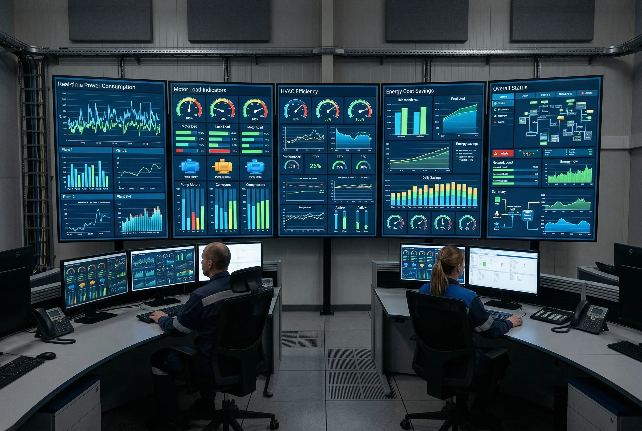 Monitoring listrik industri di control room